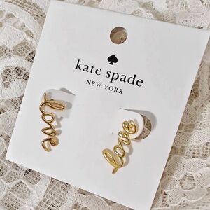 New KATE SPADE Say Yes "LOVE" Gold Earrings KI173 $59